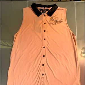 55DSL Diesel Button down, sleeveless, removable button collar women’s top.